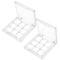 Nogeqi 2-Pack Refillable Makeup Palette with 9 Compartments, Portable Clear Eyeshadow & Lipstick Organizer