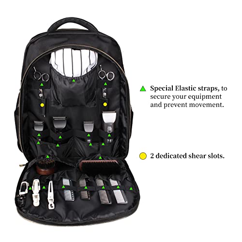PERFEHAIR Barber Backpack for Clippers & Supplies - Men's Travel Bag for Hair Stylists, Hairdressers,Cosmetologists - Black Organizer Carrying Tool Case - Keep Your Tools Safe & Organized