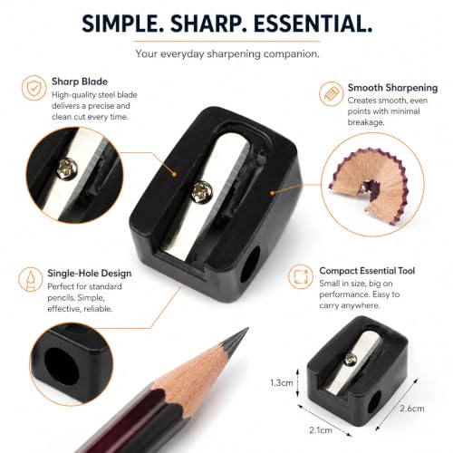 Tiosen Compact Single Hole Pencil Sharpener for Makeup & Standard Pencils