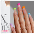 BTArtboxnails Long Square Pastel Fake Nails 160Pcs with Gel Adhesive