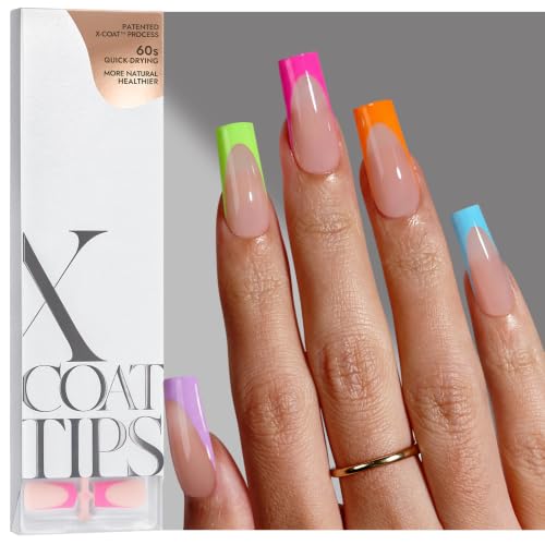 BTArtboxnails Long Square Pastel Fake Nails 160Pcs with Gel Adhesive
