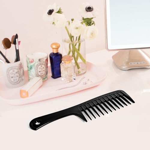 Wide Tooth Comb for Curly Hair - Detangling Shower Comb Black-Pink 2PCS