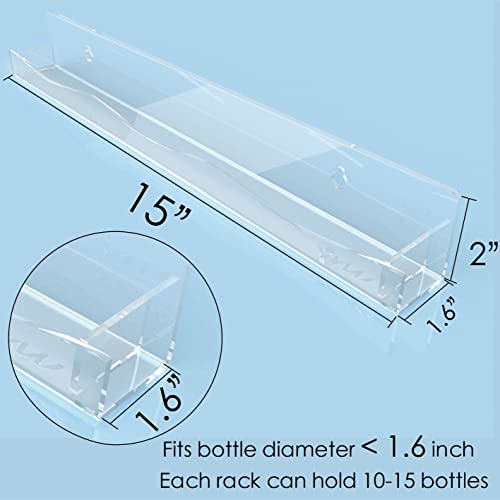 YMVV Clear Acrylic Nail Polish Rack Wall Mounted Shelf,6 Pack Organizer with Unique Wavy Lines,Nail Supplies for Techs,Great Display Salons Retailers