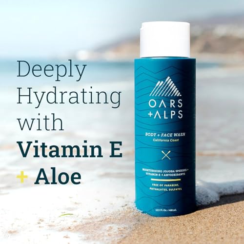 Oars + Alps Men's Moisturizing Body and Face Wash, Skin Care Infused with Vitamin E and Antioxidants, Sulfate Free, California Coast, 1 Pack