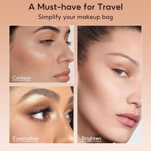 FelinWel Highlight Contour Makeup Palette Effortless Blending Matte Shimmer Highlighter Palette and Bronzer Powder for Warm Toned Skin
