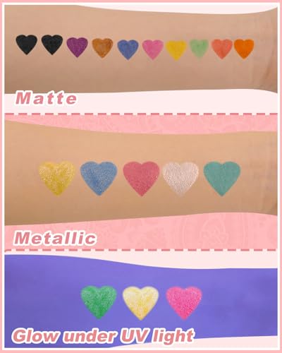 Temporary Tattoo Markers, 15 Dual-End Colors with 62 Stencils