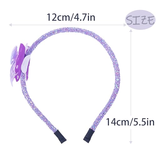 XIELIME Purple Glitter Butterfly Hairband for Girls, Women & Party Favors, 1PCS