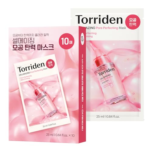 Torriden CELLMAZING Pore Perfecting Mask (10 Sheets) | Elasticity-Boosting Mask for Pores | 5D Collagen Complex, Peptide | Korean Face Mask