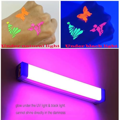 Glow In The Dark Face Paint, 6 Color UV Neon Makeup Kit