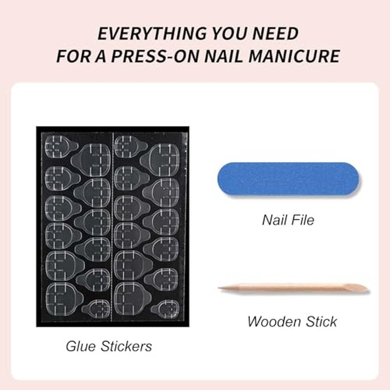24Pc Long Stiletto Press On Nails - French Tip Floral