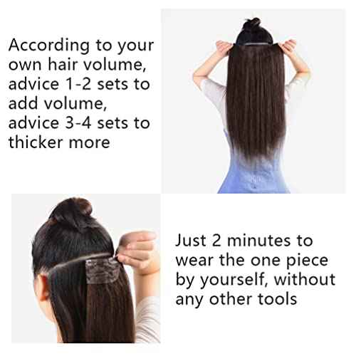 Winsky Hair Extensions Real Human Hair - One Piece Brown Balayage Remy Hair Extensions Clip on 70gram for Women (16inch, #4T27P4)