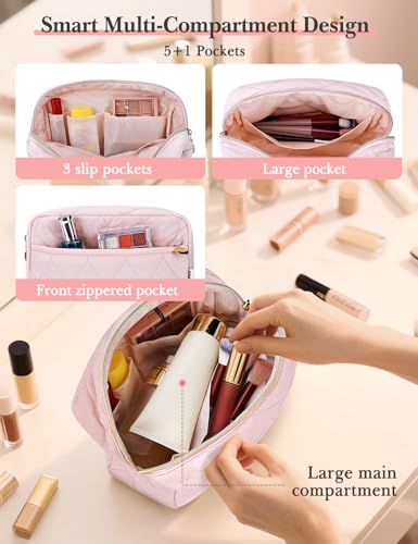 Noozion Makeup Travel Bag - Padded Cosmetic Organizer with Compartments