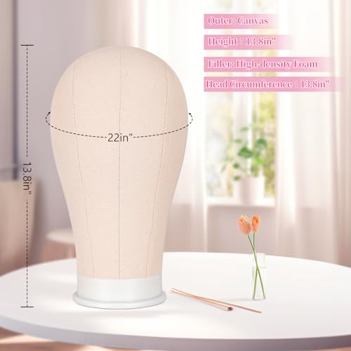 63 Inch Wig Stand Tripod with 22 Inch Canvas Mannequin Head