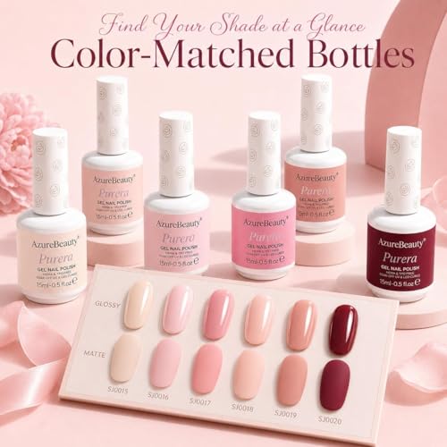 AZUREBEAUTY 6-Color HEMA Free Gel Nail Polish Set - 15ml