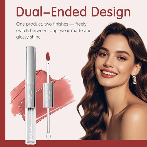 Double-Ended Lip Gloss ? Nourishing Tinted Lip Oil for a High-Shine Finish, Plumps, Non-Sticky, Moisturizes Dry Lips, Vegan & Cruelty-Free Lip Makeup (02 Apricot Pink)