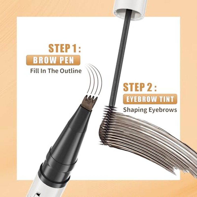 2-in-1 Micro Brow Pen and Mascara - 4-Fork Eyebrow Pencil
