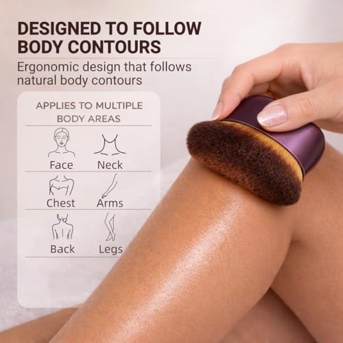 Self Tanner Brush, Self Tanning Applicator Face & Body Makeup Brush, Kabuki Foundation Brush, Body Bronzer Blending Brush for Legs Makeup Applicator for Liquid Cream & Powder Streak Free Even Coverage