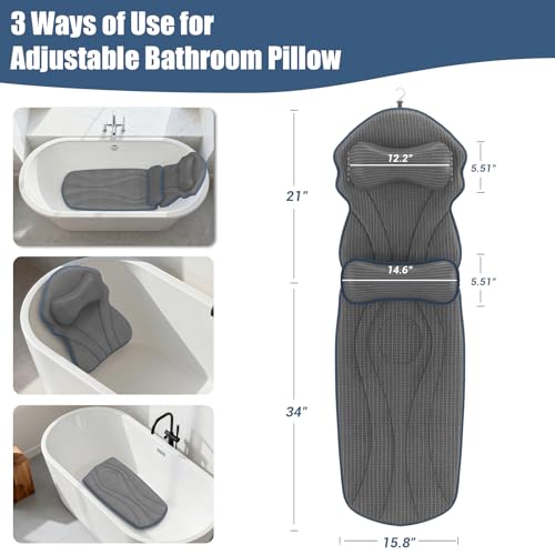 Full Body Bath Pillow with Lumbar Support & 12 Suction Cups