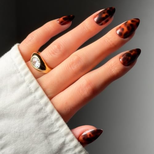 Glamnetic Short Almond Press On Nails - Tortoiseshell 30 Nail Set