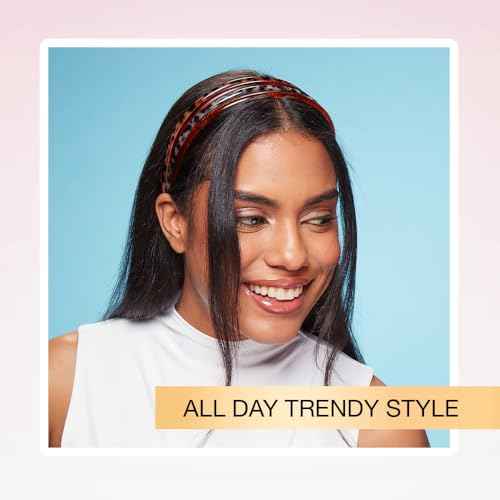 CONAIR Scunci Effortless Beauty Skinny headband -plastic Headbands for Women and Men - hair accessories for women - Assorted Tortoise - 4 Count