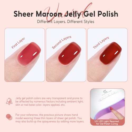 PEACECOLOR Jelly Gel Nail Polish Set - 6 Fall Colors, 10ml