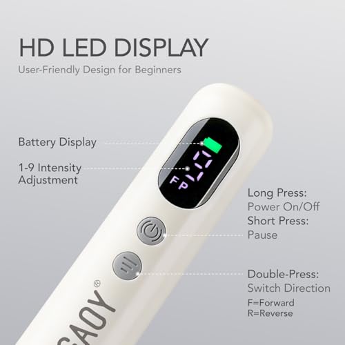GAOY Cordless Electric Nail Drill with LED Display - Milky White, 9 Speeds