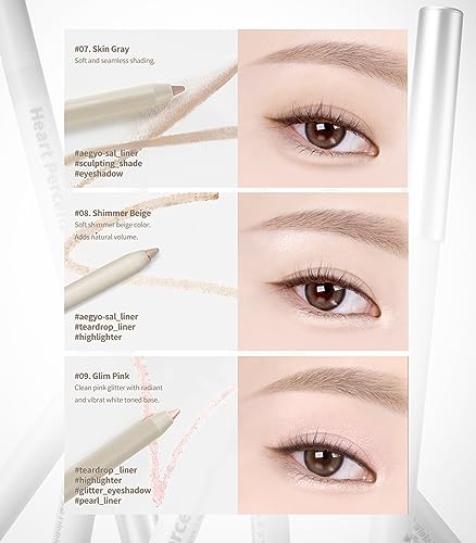 Heart Percent Dote On Mood Gel Eyeliner Pencil, Long-Lasting Waterproof Smudge Proof Smooth Retractable Eye Liner Pencil with Built-In Sharpener (02. Natural Brown)