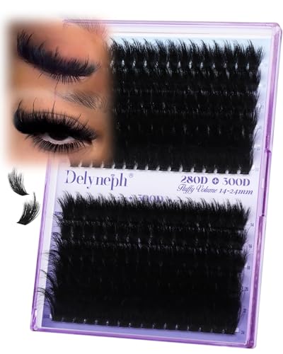 Delyneph Fluffy Lash Clusters C-280D&300D Thick Volume Eyelash Extensions