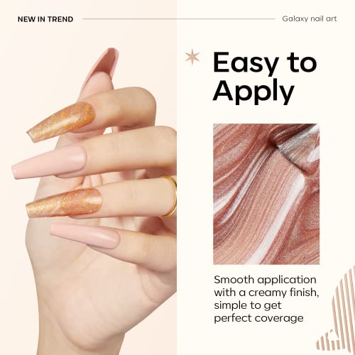 Modelones Fall Gel Nail Polish Set with 6 Colors Including Nude Brown - Cat Eye & Glitter Effects