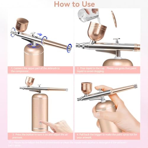 Rechargeable Airbrush Kit with Compressor - 0.3mm Nozzle