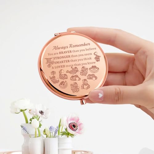 KEYCHIN Alice Cat Pocket Mirror Princess Movie Gifts You are Braver Stronger Smarter Than You Think Alice Cat Compact Mirror Alice Cat Merch (Alice Cat-RG)