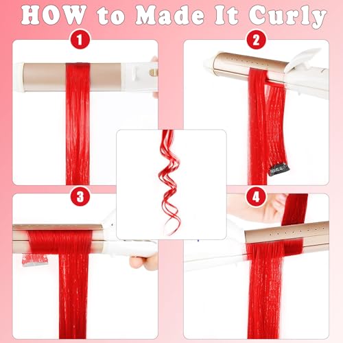 12 PCS Red Clip-in Hair Extensions 22 Inch Synthetic