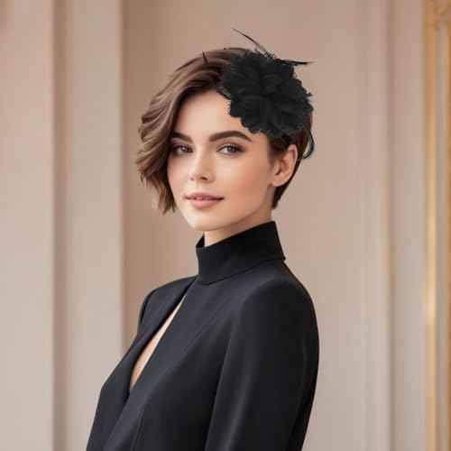 Giantree Rose Hair Clip, Flower Hair Clips for Women, Artificial Flower Brooch Hair Feathers Headwear for Wedding Prom Party