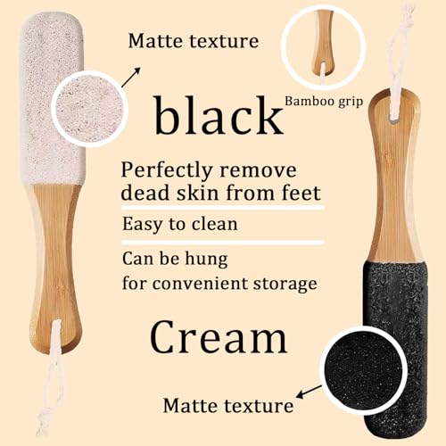 2-Pack Pumice Stone Foot File with Natural Bamboo Handle - Callus Remover