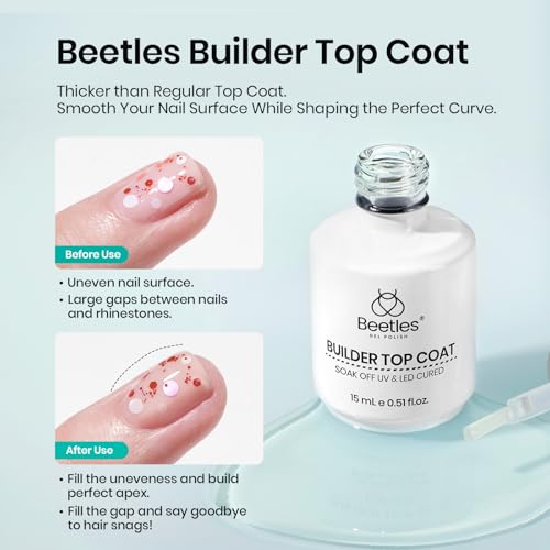 Beetles Rubber Base & Builder Top Coat Gel Nail Polish Set 15ML - L-Pink-2