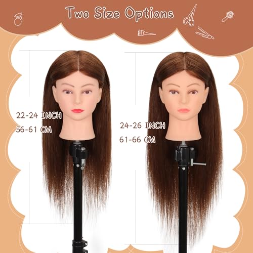 Cosmetology Mannequin Head 22-24" Real Human Hair Training