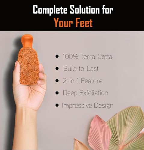 QUBA LINEN 2-Sided Terra Cotta Pumice Stone - Natural Foot Callus Remover