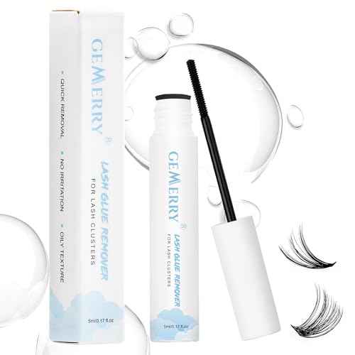 GEMERRY Lash Remover for Lash Extensions 5ml Eyelash Cluster Glue for Lash Clusters Self-Use Lash Extension Remover Gentle Mascara Wand Lash Glue Remover
