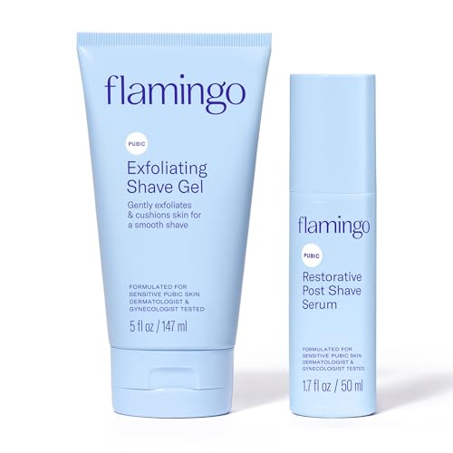 Unscented Flamingo Pubic Hair Shaving & Skin Care Set for Sensitive Skin - 2 Pieces