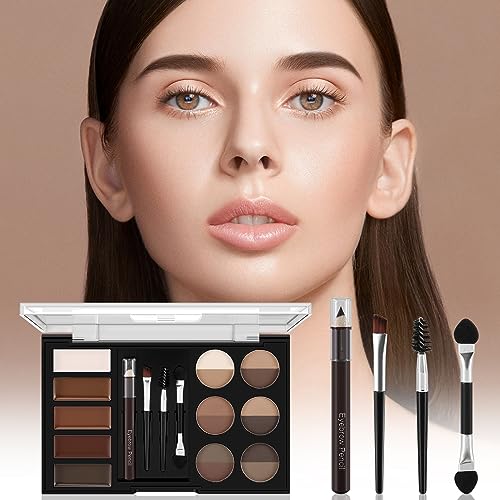 12-Color Eyebrow Powder Palette Kit with 5 Mascaras & Stencils