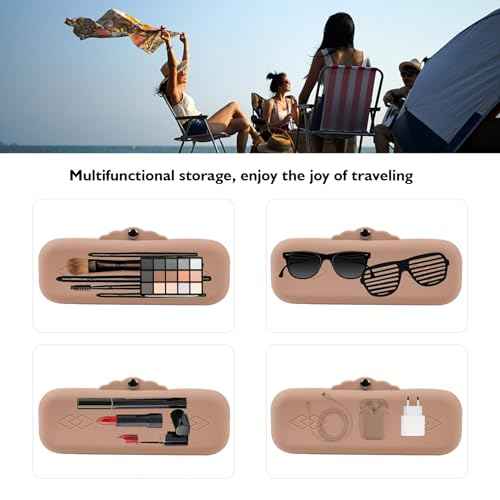 Silicone Makeup Brush Holder Bags: Cosmetic Case with Magnetic-Metal-Buttons for Travel, Makeup Pouch Case for Makeup Tools Storage
