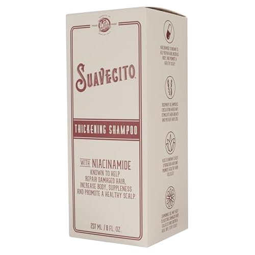Suavecito Hair Thickening Shampoo With Niacinamide For Thinning Hair - Vitamin B3 Shampoo Repairs Damaged Hair, Improves Health And Fights Hair Loss