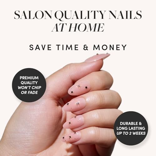 Glamnetic Press-On Nails - Pink Comet Short Almond Kit with Gems