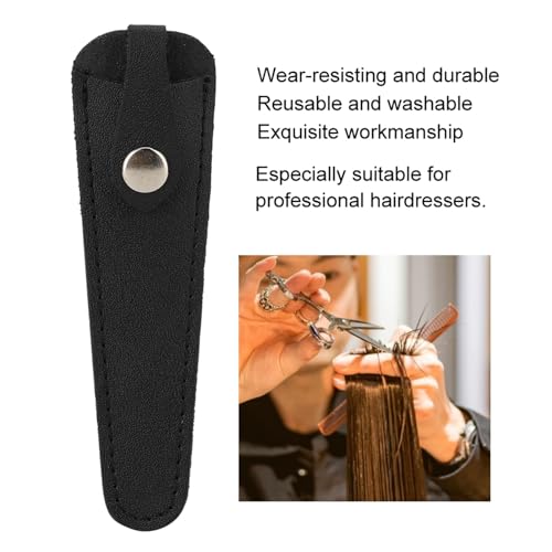 Black Leather Scissor Case – Compact Hair Salon Tool Cover