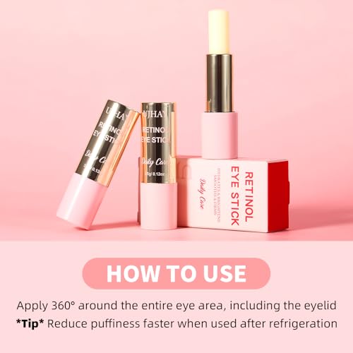 Retinol Eye Stick with Caffeine & Vitamin C - Anti-Aging Under-Eye Balm for Dark Circles & Puffiness