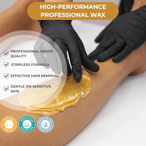 NaturaverdePro Gold Flex Hard Wax, Body and Facial Hair Removal, Brazilian Bikini Wax for Women with Soothing Coconut Oil - 14 oz