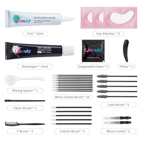 Libeauty Lash Color Kit 15ml - Black Eyebrow & Eyelash Coloring with Natural Effects, Salon & Home Use, Lasts 4-6 Weeks