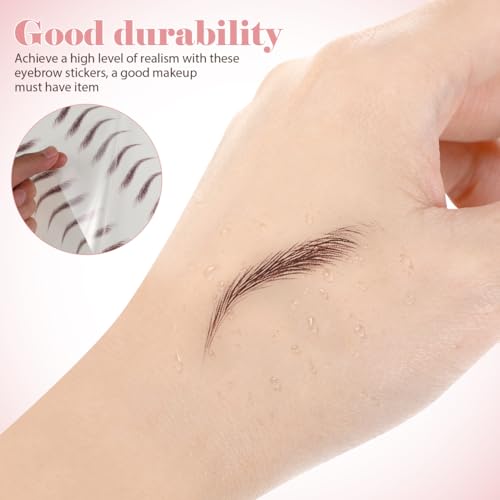 NOLITOY 3 Sheets 30 Pairs Eyebrow Sticker Waterproof, 3D Hair-Like Fake Eyebrows Transfers Stickers Peel Off Brows Grooming Shaping Makeup Sticker for Women Girls, Brown