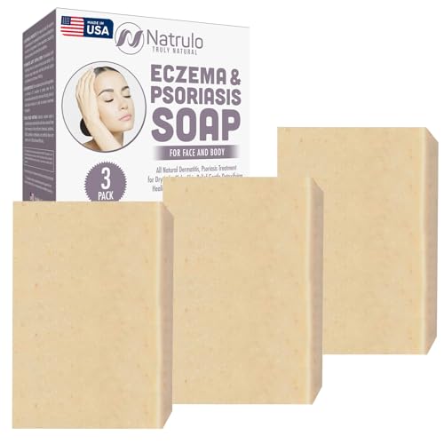 Eczema Soap Bar for Face and Body ? All Natural Dermatitis, Psoriasis Treatment for Dry Itchy Flaky Skin Relief ? Gentle Detoxifying, Healing, Anti-Itch, Cleansing Skin Care Remedy ? Made in USA