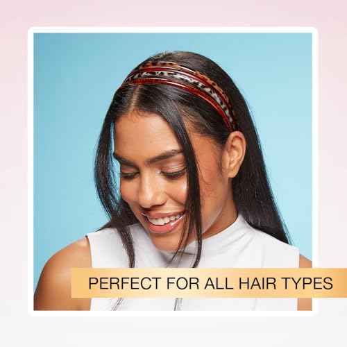 CONAIR Scunci Effortless Beauty Skinny headband -plastic Headbands for Women and Men - hair accessories for women - Assorted Tortoise - 4 Count